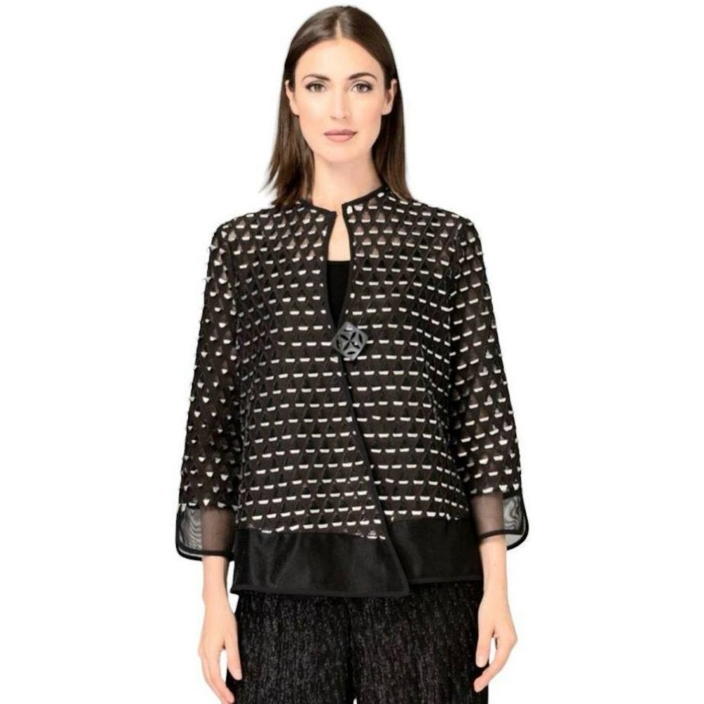 Black & Silver Sheer Women's Top / Evening Jacket